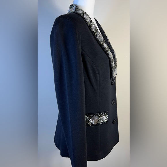St John Knit Black Jewel Embellished Jacket, Size 8 - Picture 4 of 14